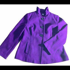 Old Navy Wool Blend Ruffle Collar Purple Peacoat